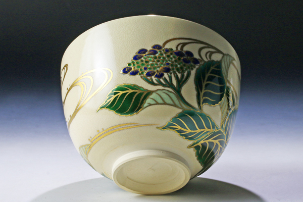 古美味】清閑寺窯 杉田祥平造 色絵額紫陽花画 茶碗 茶道具 保証品 O6Vb