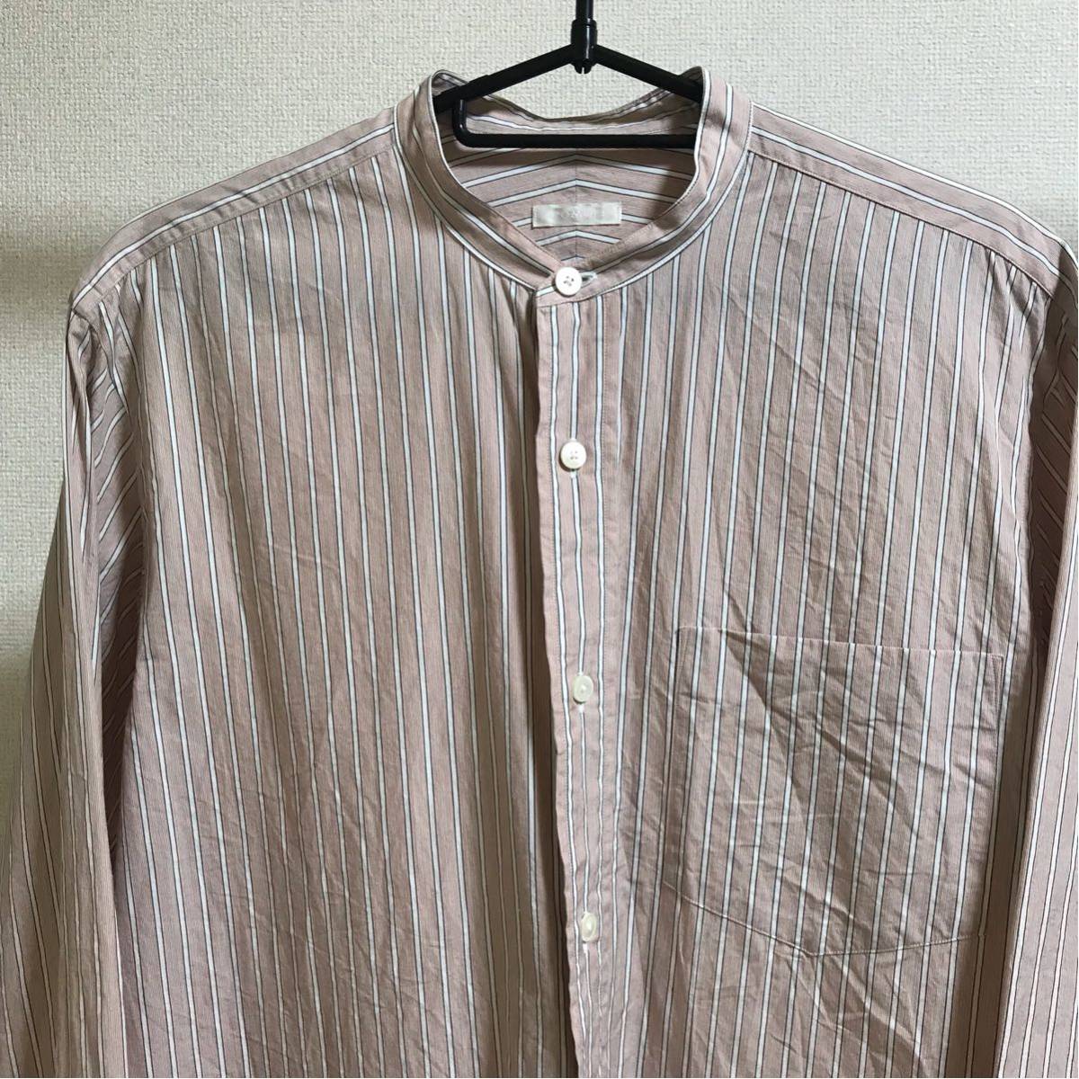 【18ss】comoli バンドカラーシャツ  ピンクストライプ サイズ 1 18SS COMOLI バンドカラーシャツ PINK STRIPE 1 コモリ ピンク
