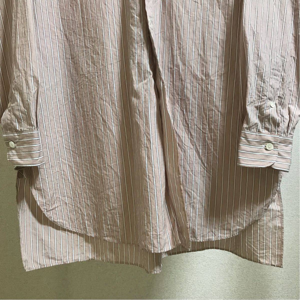 18SS COMOLI バンドカラーシャツ PINK STRIPE 1 コモリ ピンク
