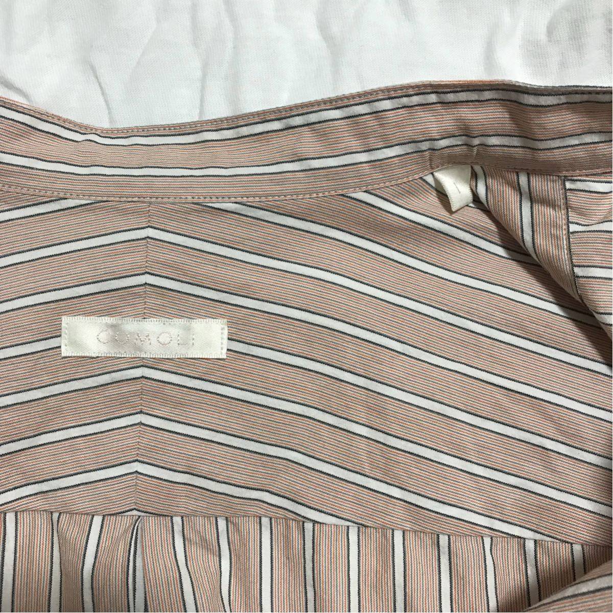 18SS COMOLI バンドカラーシャツ PINK STRIPE 1 コモリ ピンク