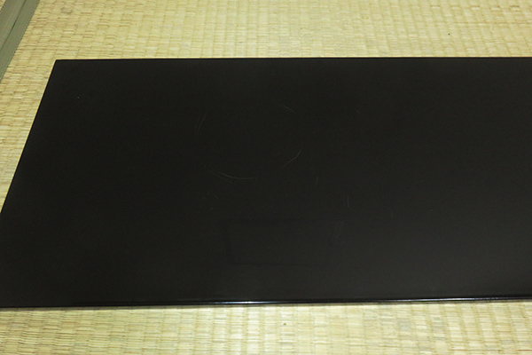 ▽Bi1060 在銘 炉用長板 漆塗 茶道具 敷板 共箱 木箱 ◇ 茶道具 炉用 敷板 長板 【木製黒真塗 炉用長板 】紙箱 2 漆器