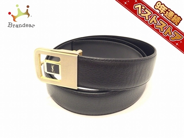 イヴサンローラン YvesSaintLaurent ベルト レザー×金属素材 黒×ゴールド ベルト YSL SAINT 二つ折り財布 本革 0