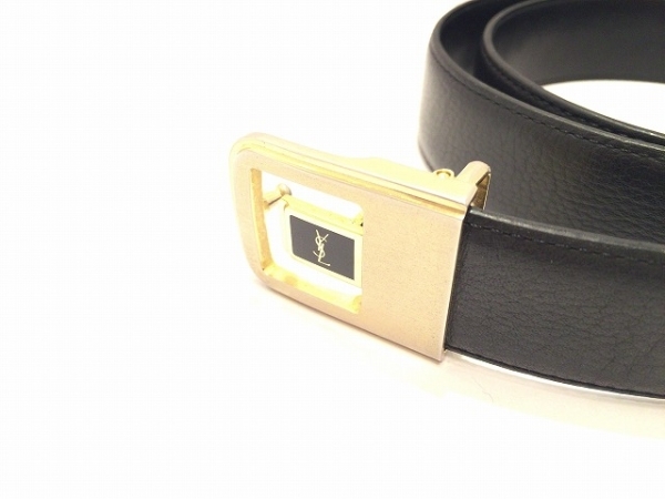 イヴサンローラン YvesSaintLaurent ベルト レザー×金属素材 黒×ゴールド ベルト YSL SAINT 二つ折り財布 本革 0