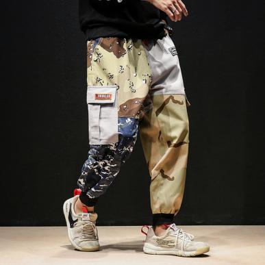 新品★メンズ サルエルパンツ カーゴパンツ ワークパンツ　迷彩　九分丈 イージーパンツ ゆったり　大きいサイズ オシャレ　グリーンXL