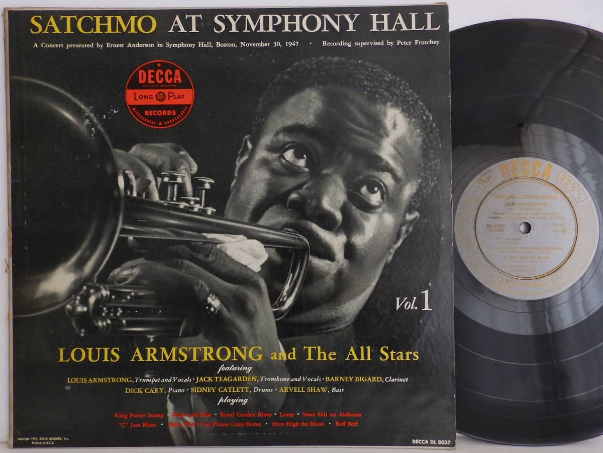 220g あり 重量 プレス Flat 黒金 完全 オリジナル 深溝 LOUIS ARMSTRONG Satchmo at symphony hall ルイ・アームストロング Decca DL 8037_1