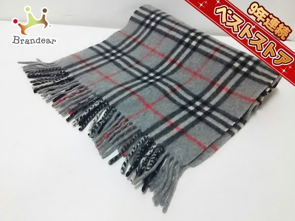 Burberry's カシミヤ100% 赤 チェック柄 マフラー BURBERRY バーバリー