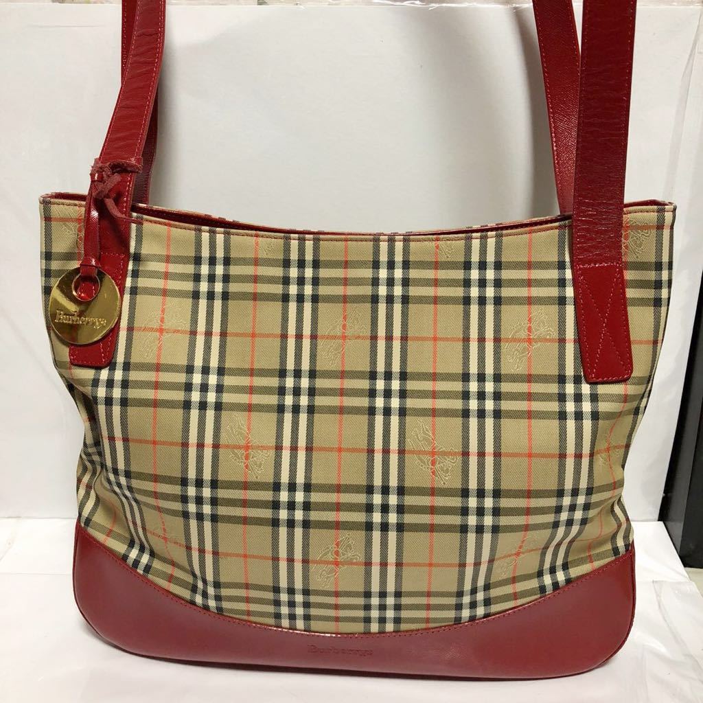 ブランド別 良品 BURBERRY バーバリー トートバッグ ダークブラウン