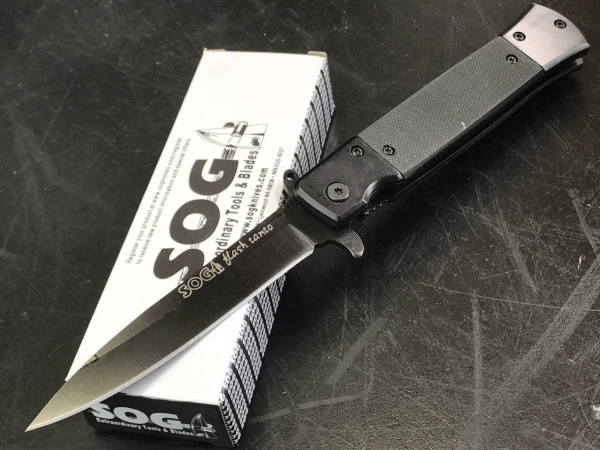 Sog Flash Tanto Black ソグ アーバン ナイフ クイック アシスタント 指一本 開く Sog フィッシング ハンティング スピアポイント ハンティングナイフ 狩猟刀 売買されたオークション情報 Yahooの商品情報をアーカイブ公開 オークファン Aucfan Com