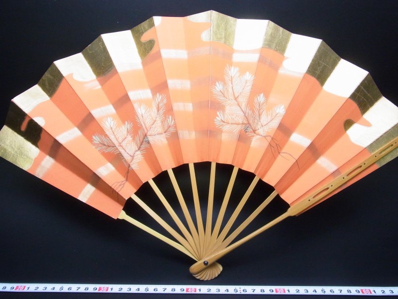 扇子 32cm 十松屋福井扇舗 鬼扇 赤地一輪牡丹図 仕舞扇 能楽 着物