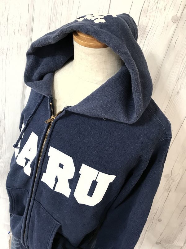 715☆チャンピオン リバースウィーブ WARM UP フルジップスウェットパーカー SARU 紺 L