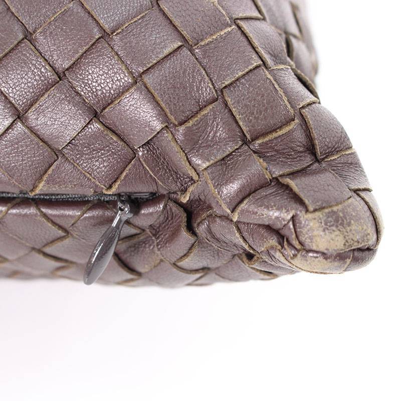 BOTTEGA VENETA イントレチャートクッション　レア　ブラウン系　美品 超人気高品質 【029081_1】ボッテガヴェネタ BOTTEGA VENETA イントレ