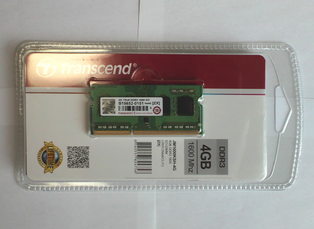 Transcend ノートPC用メモリ 4GB PC3-12800 DDR3 1600 SO-DIMM