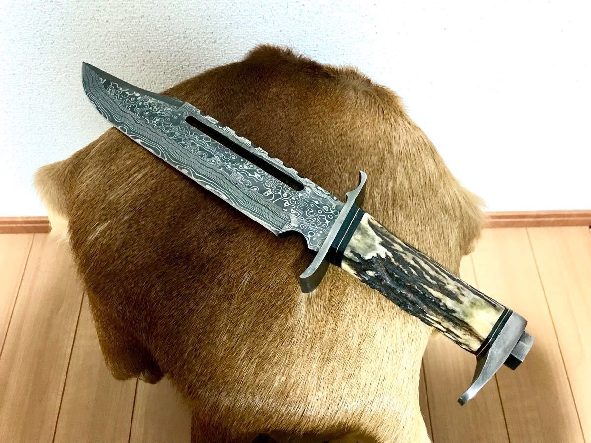 限定1本限り】高品質ダマスカス鋼 RAMBOⅢ ボウイ ナイフ ハンドメイド 