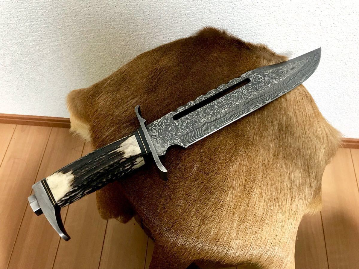 限定1本限り】高品質ダマスカス鋼 RAMBOⅢ ボウイ ナイフ ハンドメイド 