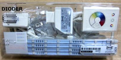 IKEA DIODER LEDライトセット 新品：IKEA：DIODER：LEDスティックライト4本セット：7色自動変色機能