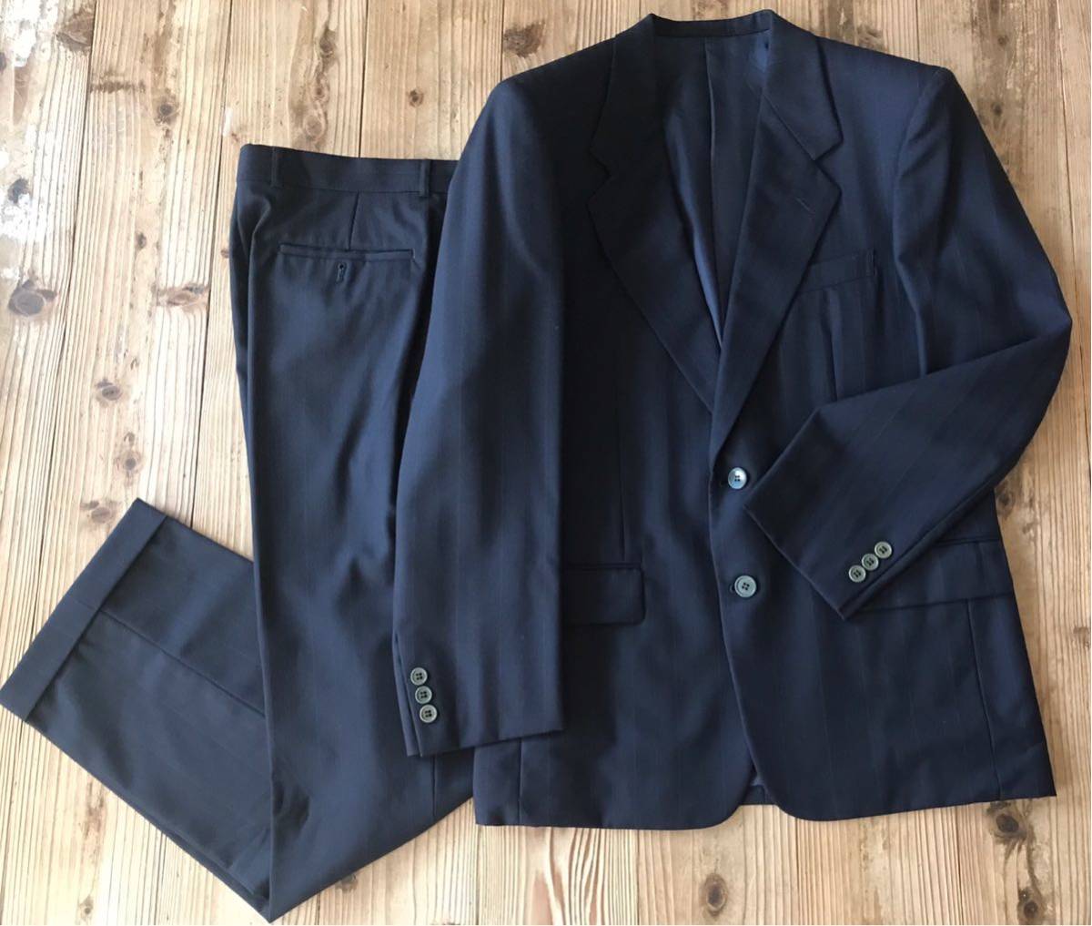Paul Smith×Zegna 2ボタン濃紺ピンストライプスーツ Mサイズ Paul