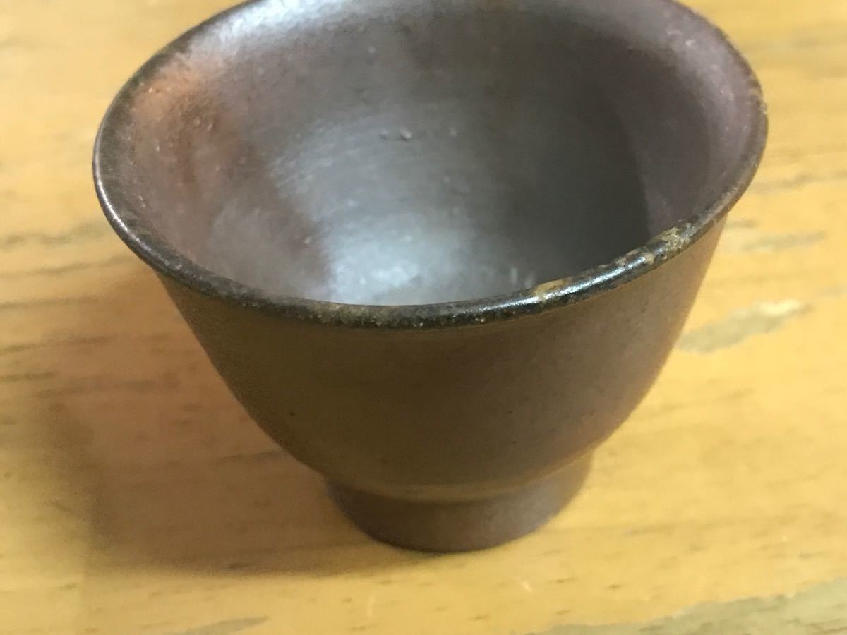 備前焼 煎茶器 美品 茶道具 直径約6cm×高さ約4・5cm×5客 直径約8cm×高