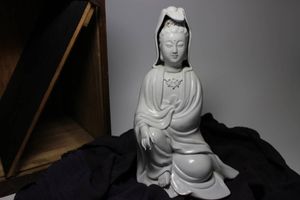 中国美術 白磁徳化窯 寿老人置物 初だし品 A