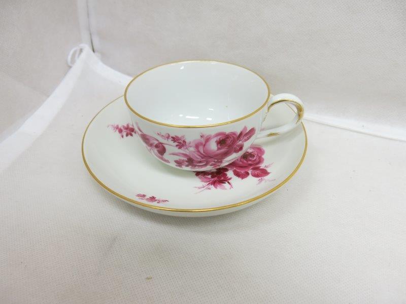 Meissen マイセン ピンクローズ ティーカップ＆ソーサー＆ケーキ皿