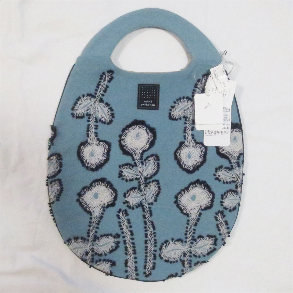 ミナペルホネン 生地使用　frost garden お散歩トートバッグ 新品 mina perhonen 「ミナペルホネンの青。」『frost garden』 伊勢丹