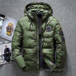 新品 ダウンジャケット メンズ ダウンコート　 迷彩　アウター コート ブルゾン　フード付き　冬服 保温 防風 防寒　グリーン3XL | ダウン メンズ ダウン（カラーネイビー）（コート・ジャケット 迷彩ダウンコート 通販・人気ランキング
