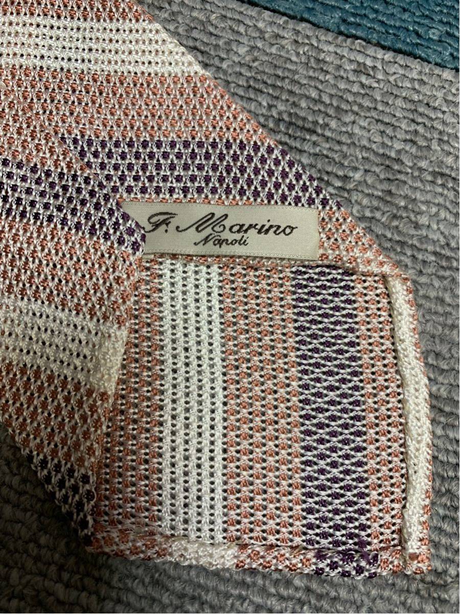 美品 ″F，Marino napoli″ F，マリーノ ストライプ スフォデラータ ネクタイ 811063 シルクネクタイ 近日削除（フランチェスコ・マリノ） ネクタイ 極美品Francesco Marino ボルドー