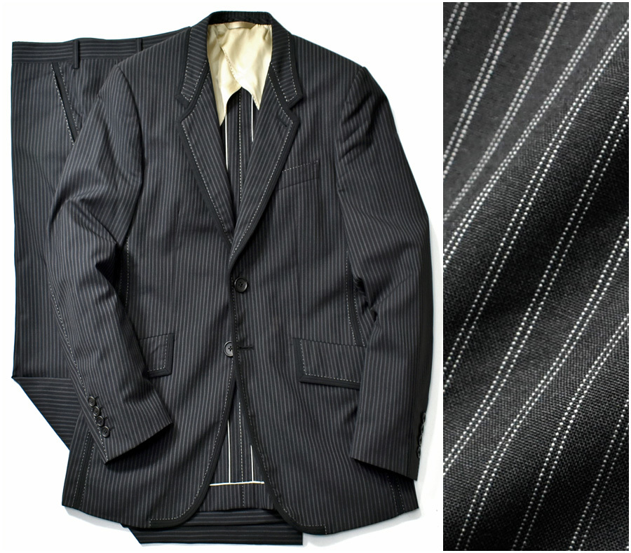 Paul Smith BLACK 黒ストライプ セットアップスーツ 46L 花柄 Paul Smith BLACK 黒ストライプ セットアップスーツ 46L 花柄