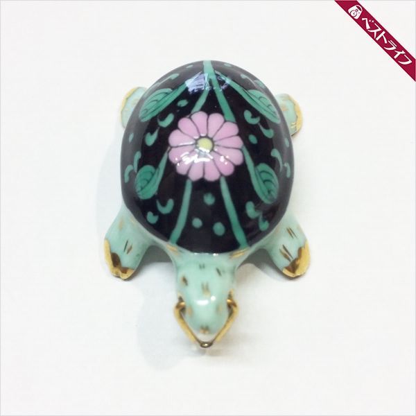 本物 ヘレンド Herend) ペンダントトップ 亀(15529) タートル 西安の黒 