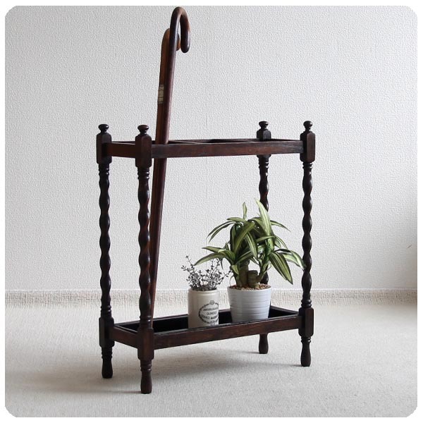 イギリス　オールド　ステッキホルダー　アンティーク　傘立て 英国アンティークのおしゃれな傘立て、ターニングレッグのステッキ