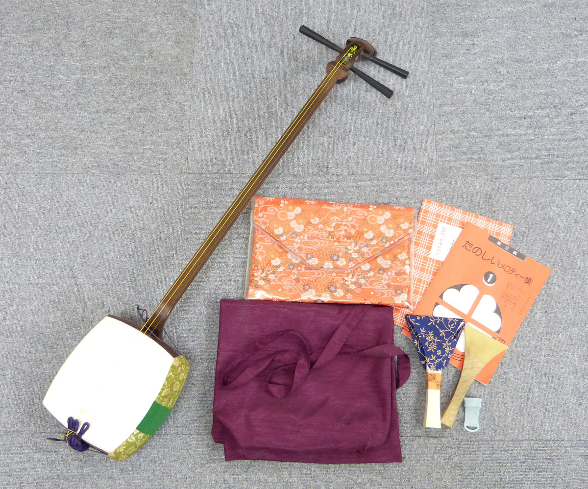 ☆練習/入門/初心者用!三味線 バチ/布ケース/教本付き USED品☆ 三味線