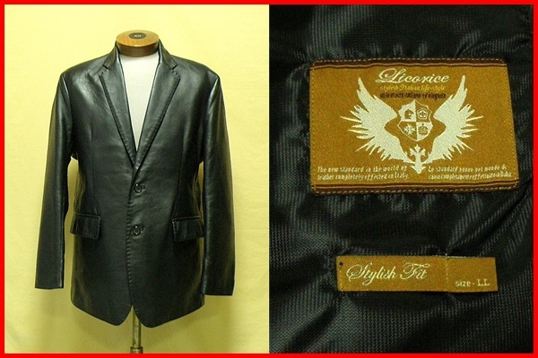 ○上質羊革！Licorice○Stylish Fit○ブラック 状態良好！ 2ボタン
