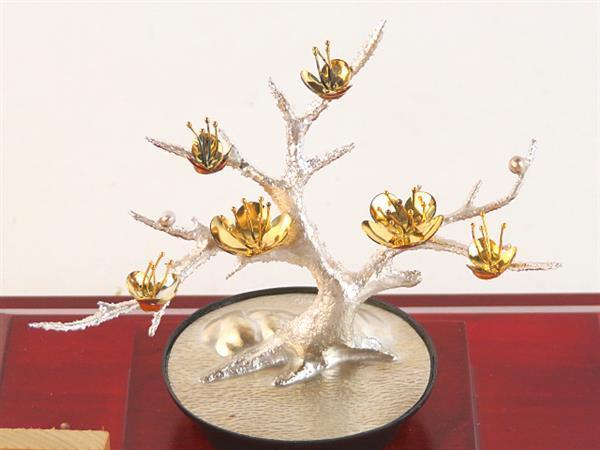 置物 梅 純銀製 光則作 - 盆栽 工芸品 松 インテリア コレクター必見