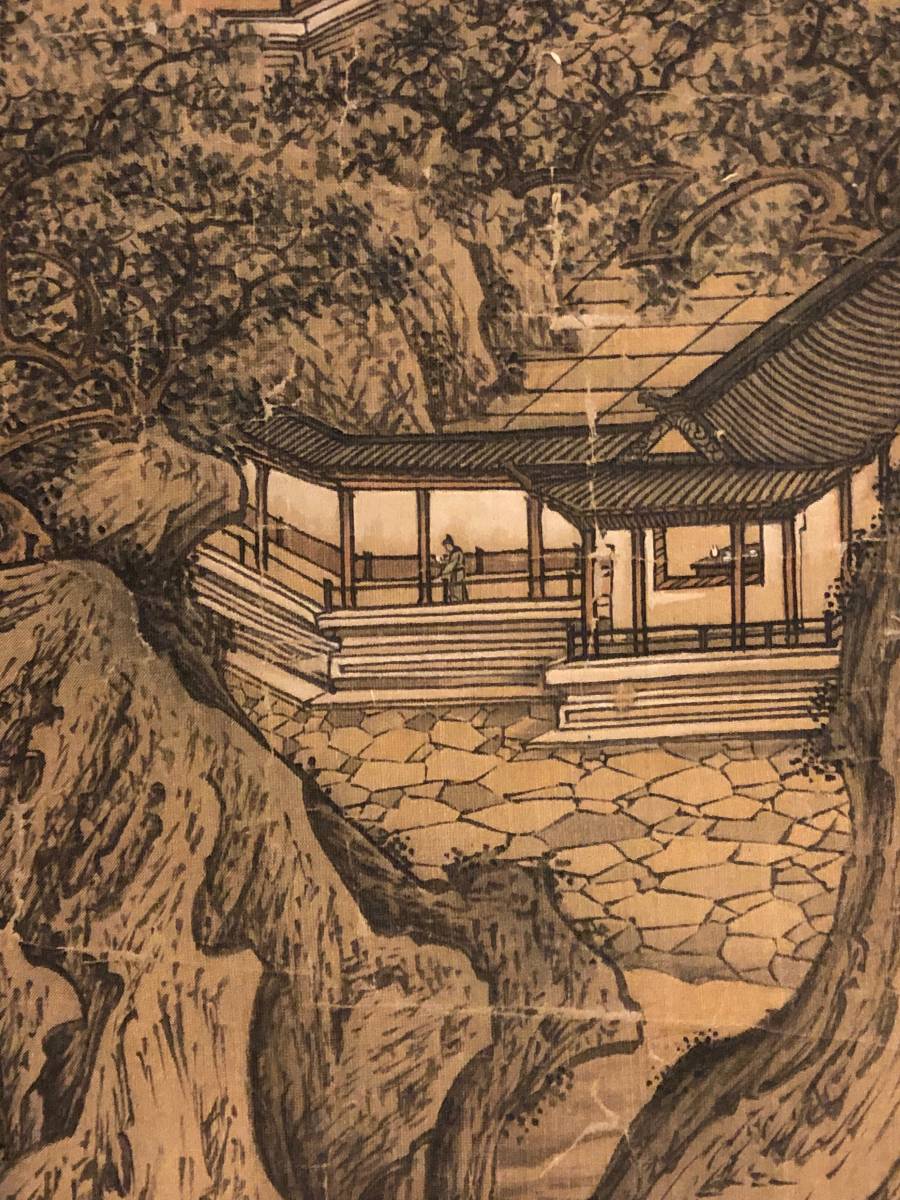 【掛軸】文徴明 1470-1559 山水 明代 中国古美術 絹本 美品 肉筆時代保証 Fine Chinese Hanging Scroll painting By Wen Zhengming 0717
