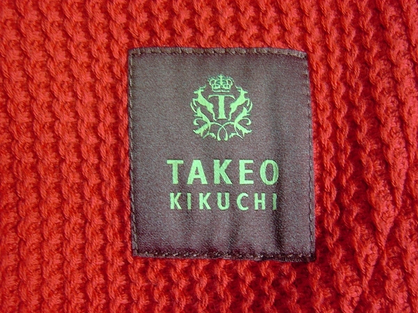 TAKEO KIKUCHI タケオキクチ コットン カジュアル テーラード ジャケット ニット風 赤 レッド LLサイズ 定価28，000円 美品 TAKEO タケオキクチ KIKUCHI シンプル 3L L