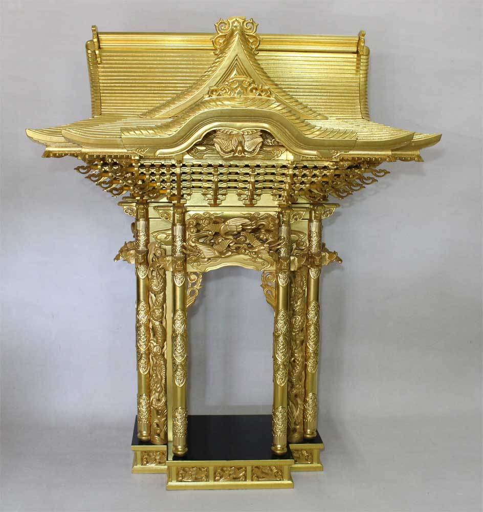 時代市場□荘厳 総金箔押三方妻入妻六本柱五手先