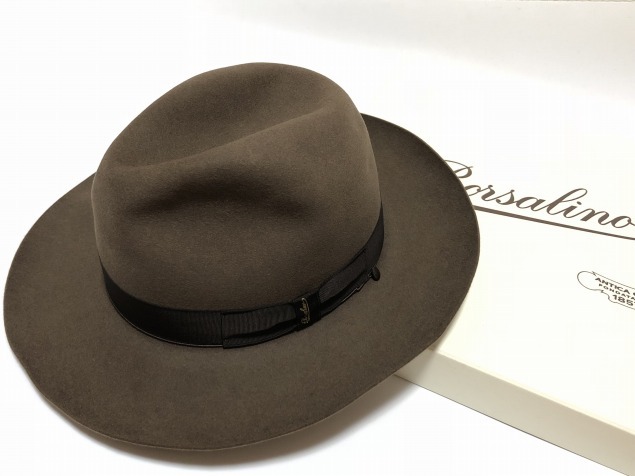 新品◆ボルサリーノ ビーバー フェルトハット 58◆12万/本物/Borsalino/イタリア製/中折れハット/帽子/ワイドブリム/茶ブラウン