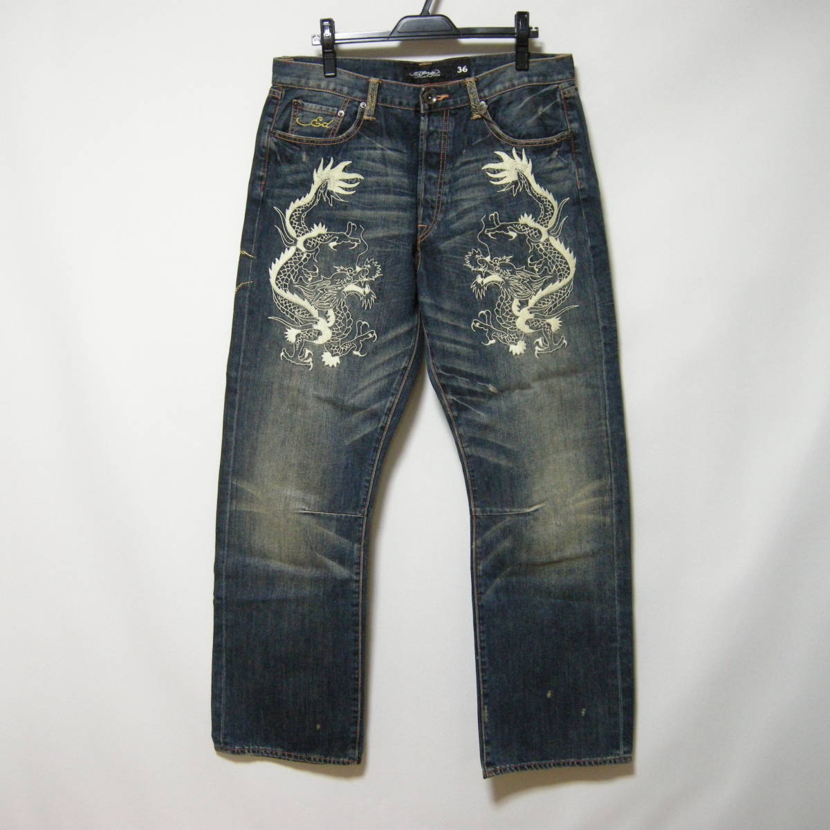 Ed Hardy エドハーディー 刺繍デニム パンツ ジーンズ ブルーデニム 