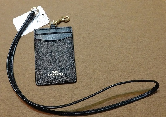 本物！COACH★コーチ★ストラップ付きカードケース★IDケース★F63274★IMAA8★茶＆黒