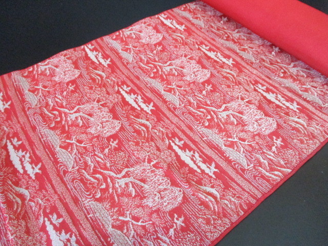 開き名古屋帯 ☆中古☆ 絹 紬 アンティーク 更紗 扇 縞 抽象 開き名古屋帯 ☆中古☆ 絹 紬 アンティーク 更紗 扇 縞 抽象