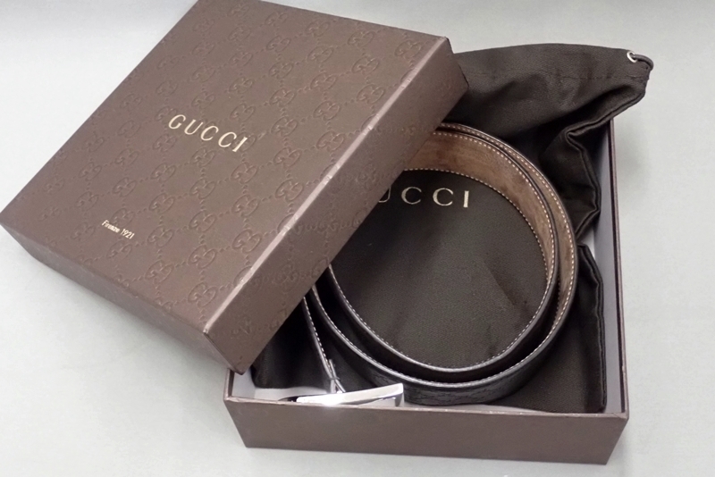 グッチ メンズ マイクログッチシマ レザーベルト 449716 メンズ 85cm ブラウン色【 付属品あり 】 1円スタート マイクログッチシマ グッチ ブラック (目立った傷や汚れなし)GUCCI B GUCCISSIMA