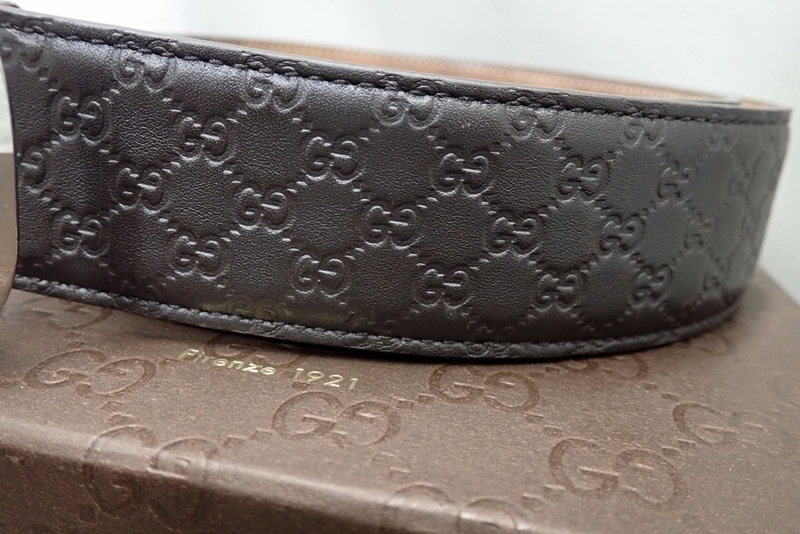 グッチ メンズ マイクログッチシマ レザーベルト 449716 メンズ 85cm ブラウン色【 付属品あり 】 1円スタート マイクログッチシマ グッチ ブラック (目立った傷や汚れなし)GUCCI B GUCCISSIMA