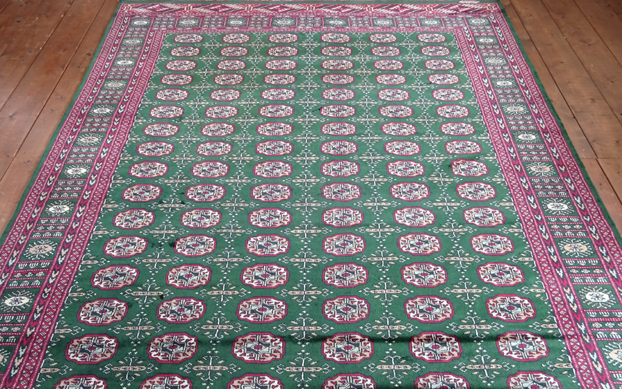 ∇花∇最高級ペルシャ絨毯 ウール100%手織 小紋模様 工房サインあり 300