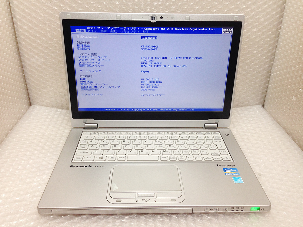 ゆみ ジャンク☆ パナソニック Let's note AX2 CF-AX2ADECS Core i5 3437U