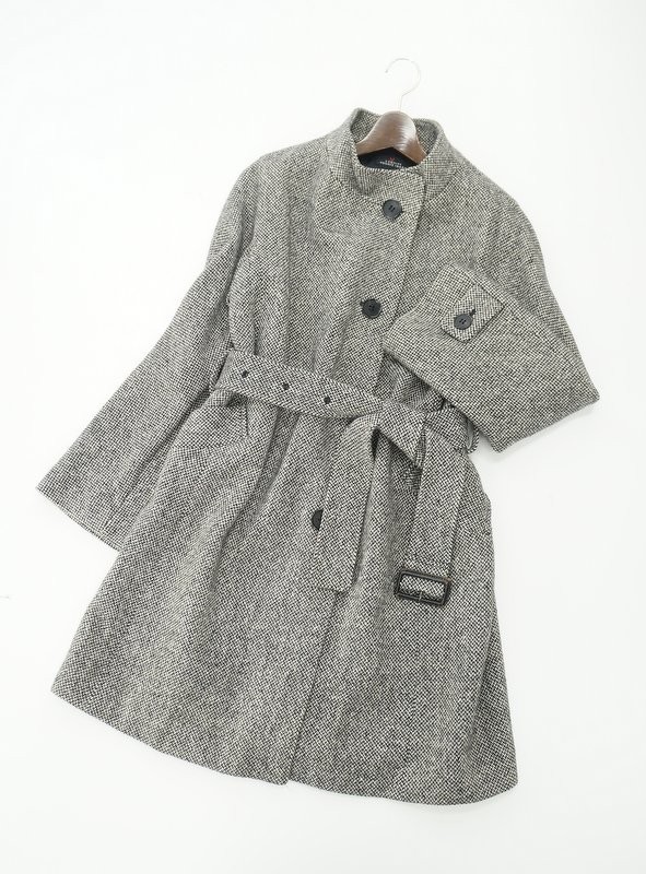 【新作，セール】 B2450 レキップ ヨシエイナバ ウール&times;アンゴラ レディース ベルト付き スタンドカラー ハーフコート グレー系 サイズ15/L相当(ヨシエイナバ)｜売買されたオークション情報、yahooの商品情 ヨシエイナバ