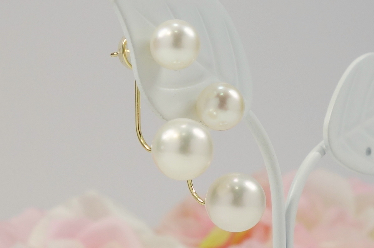 K18 アコヤ真珠 ピアス 7.5～8.0mm 6.5～7.0mm あこや パール 新品 