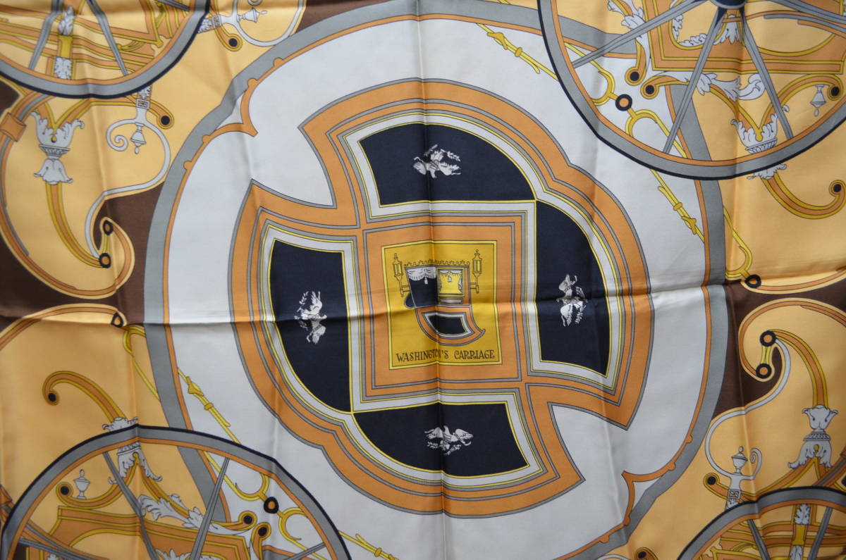 HERMES エルメス スカーフ carriage 大判 シルク100％ WASHINGTON'S CARRIAGE 
