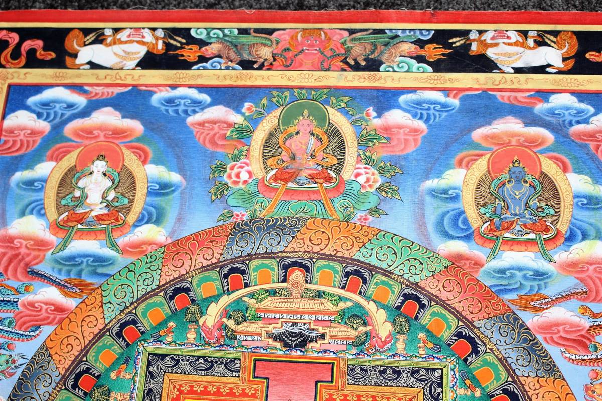 タンカ/十一面千手千眼観音菩薩/約59×47cm/肉筆/チベット密教/仏教美術