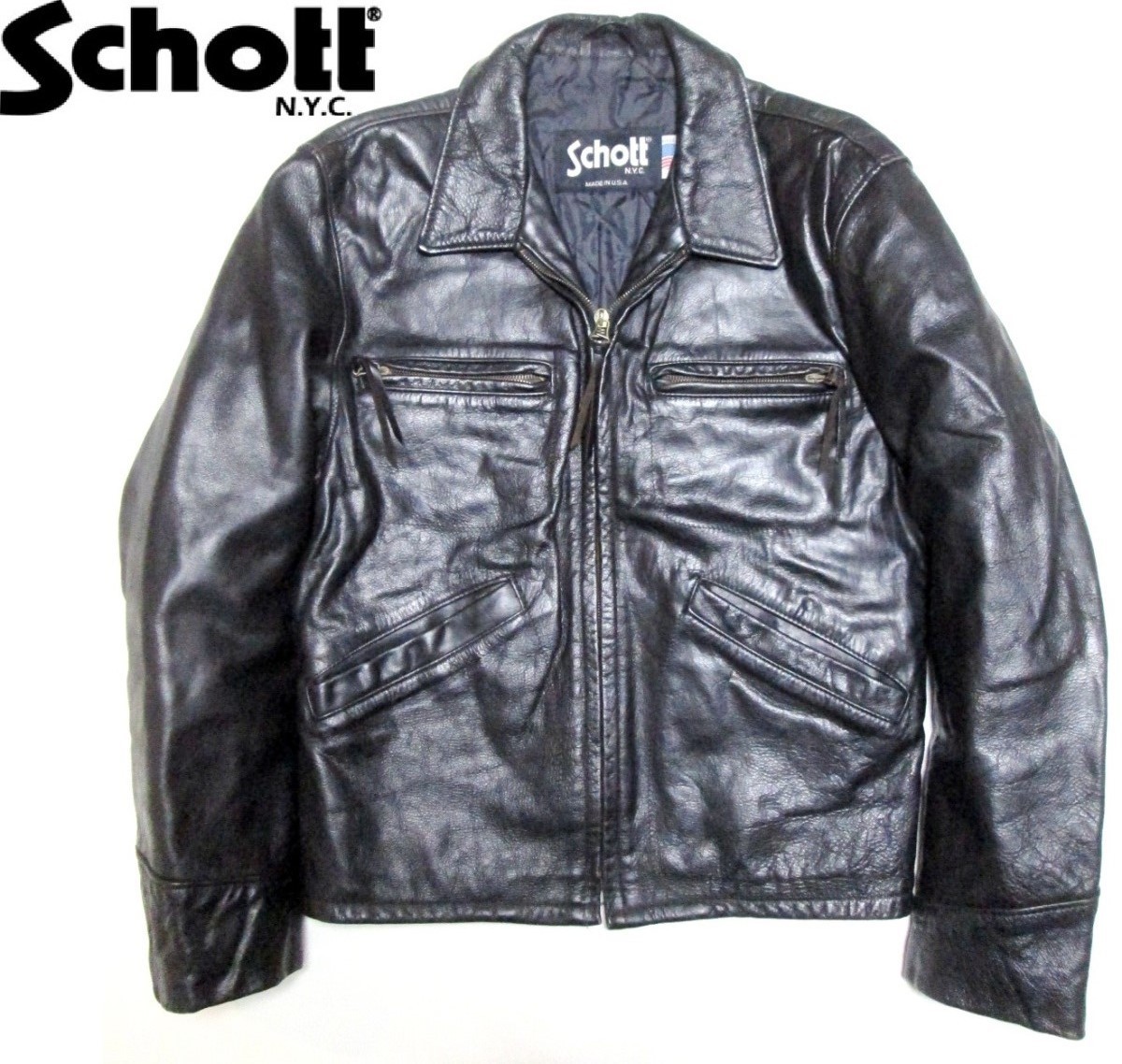 希少 アメリカ製 Schott ショット 634SP ブラック シングル レザー 