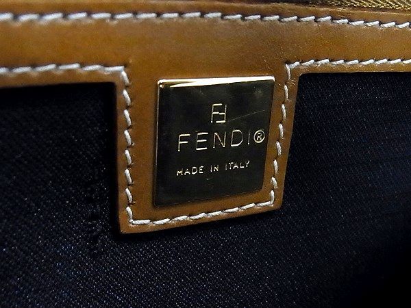 1円 FENDI フェンディ ペカン柄 PVC×レザー 2WAY ハンドバッグ ショルダーバッグ レディース ブラウン系 Y418JO