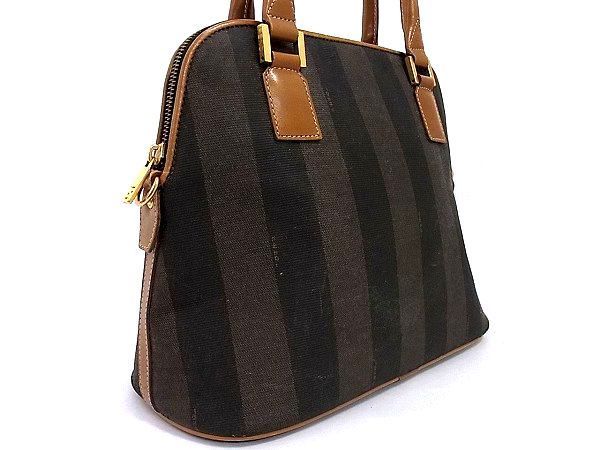 1円 FENDI フェンディ ペカン柄 PVC×レザー 2WAY ハンドバッグ ショルダーバッグ レディース ブラウン系 Y418JO